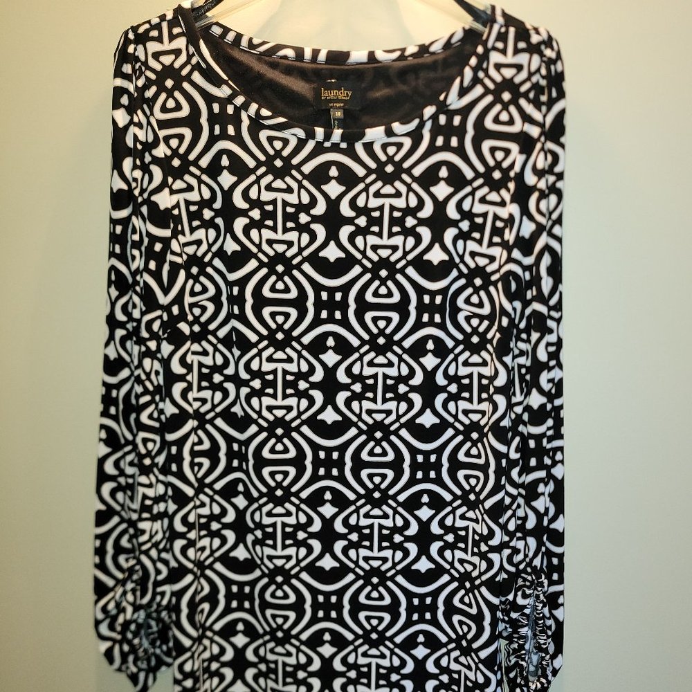 Laundry by Shelli Segal black/white/gold short dress, size 10